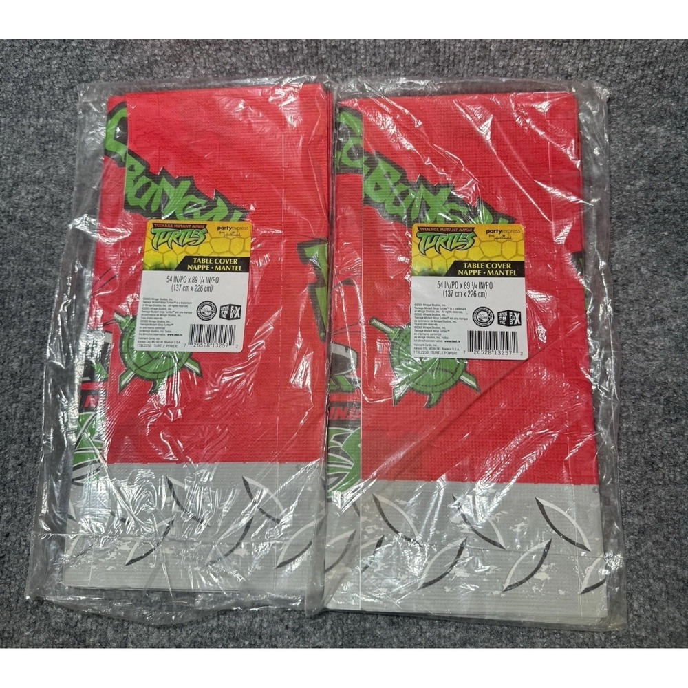 VTG Teenage Mutant Ninja Turtles Paper Table Cover Set 54" x 89" Unused 2003 NEW